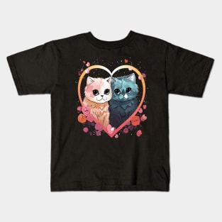 Exotic Shorthair Couple Valentine Kids T-Shirt